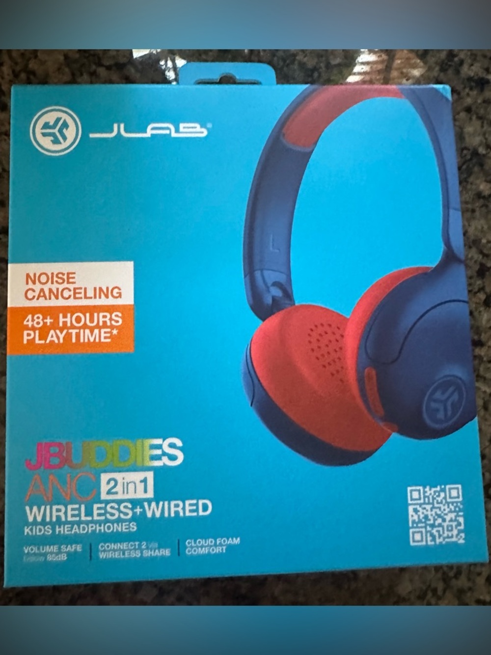 JLab JBuddies ANC Kids Over-Ear Headphones - Blue and Red - Picture 1 of 11